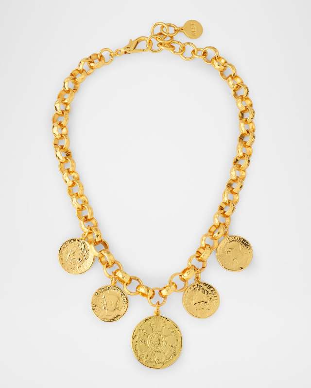 Coin Drop Rolo Chain Necklace